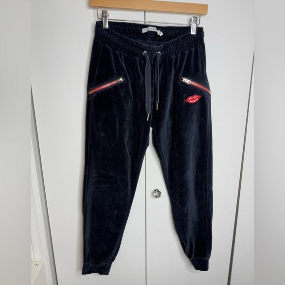 Zoe Karssen - Navy Velour Velvet Joggers - Kiss embroidered - XS - Picture 1 of 10